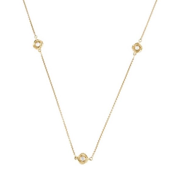 DAVID YURMAN 18K 750 YELLOW GOLD DIAMOND PETITE INFINITY STATION NECKLACE - Picture 4 of 9